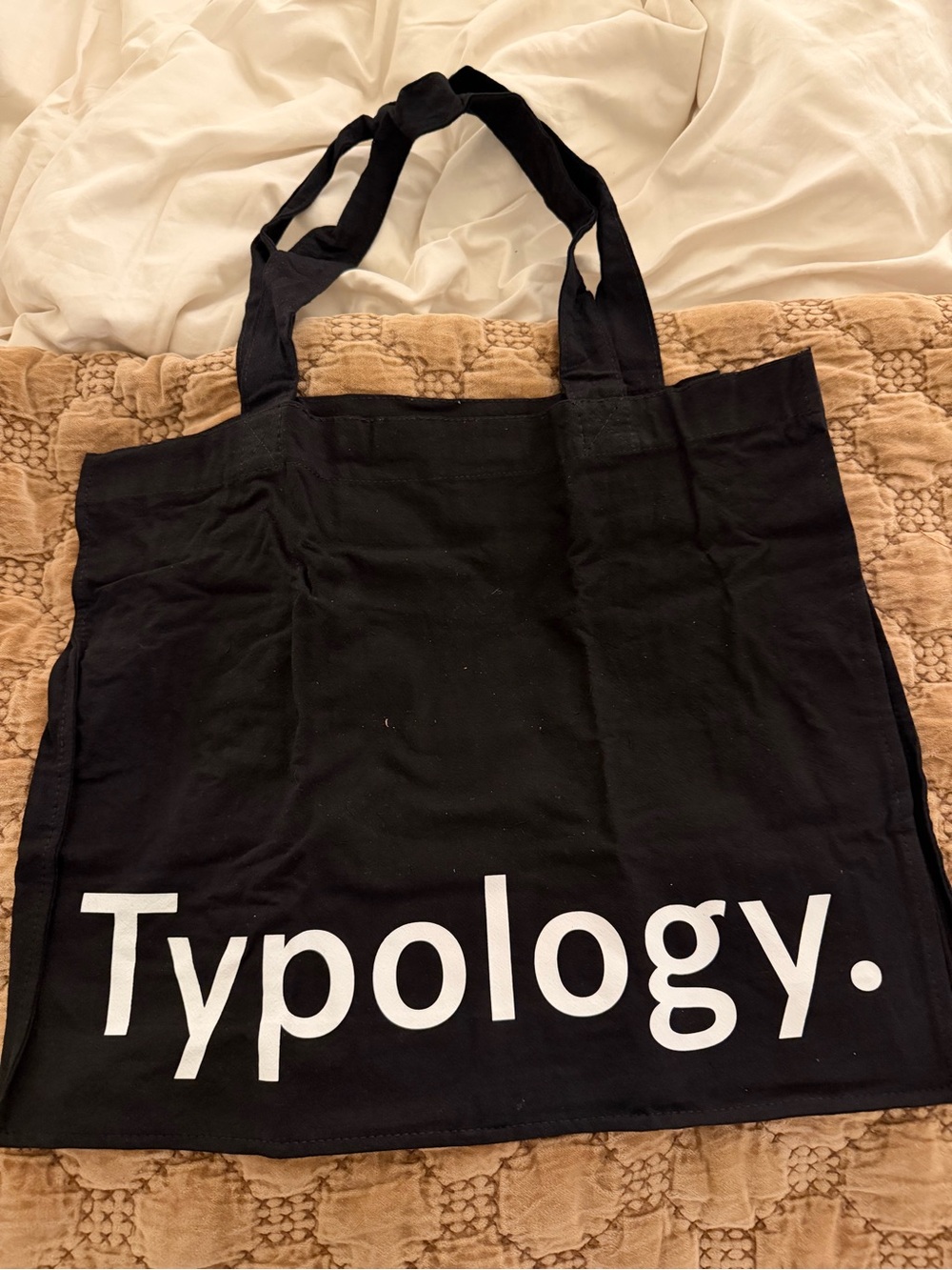 Typology Black Canvas Tote Bag with Logo
